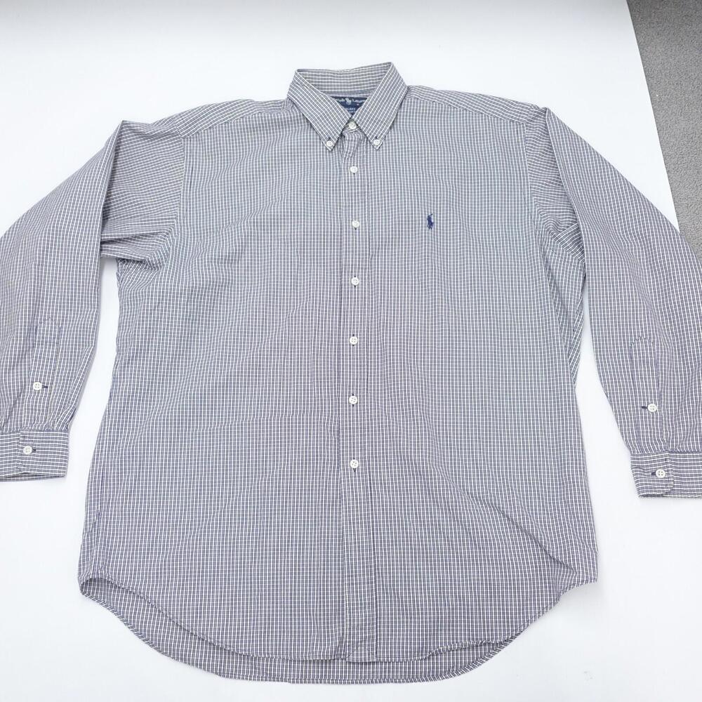 Ralph Lauren Blue and White Checkered Casual Button Down Shirt